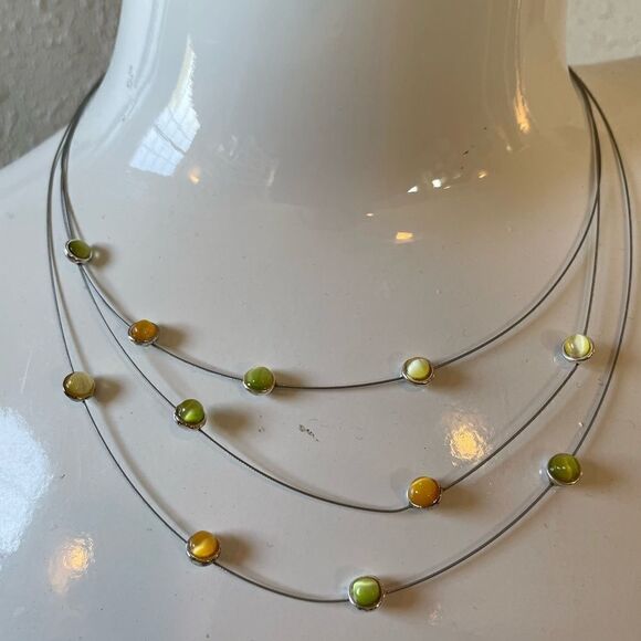 Avon 2000 New in Box Glass Cat's Eye Accent Cable Necklace & Earring Sent - Picture 5 of 9